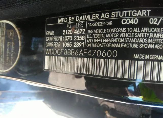 Photo 8 VIN: WDDGF8BB6AF470600 - MERCEDES-BENZ C-CLASS 