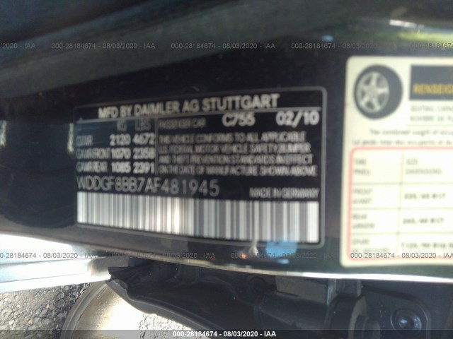 Photo 8 VIN: WDDGF8BB7AF481945 - MERCEDES-BENZ C-CLASS 