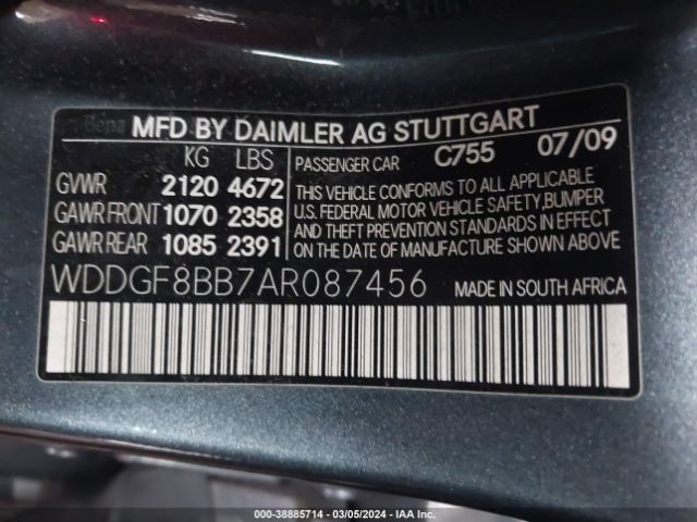 Photo 8 VIN: WDDGF8BB7AR087456 - MERCEDES-BENZ C 300 