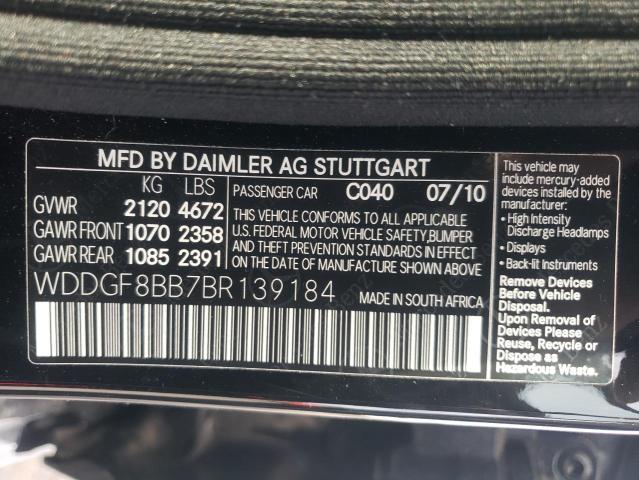 Photo 11 VIN: WDDGF8BB7BR139184 - MERCEDES-BENZ C-CLASS 