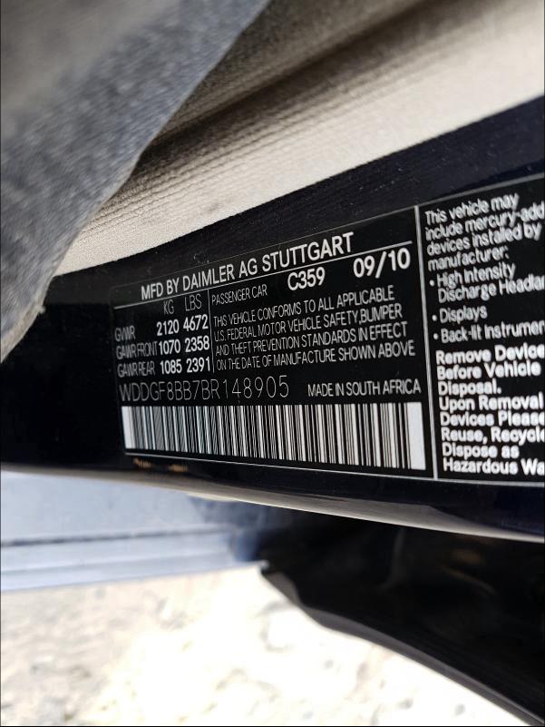 Photo 9 VIN: WDDGF8BB7BR148905 - MERCEDES-BENZ C 300 4MAT 