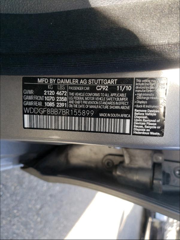 Photo 9 VIN: WDDGF8BB7BR155899 - MERCEDES-BENZ C 300 4MAT 