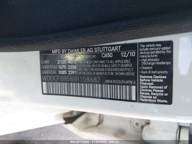 Photo 8 VIN: WDDGF8BB8BR158682 - MERCEDES-BENZ C 300 