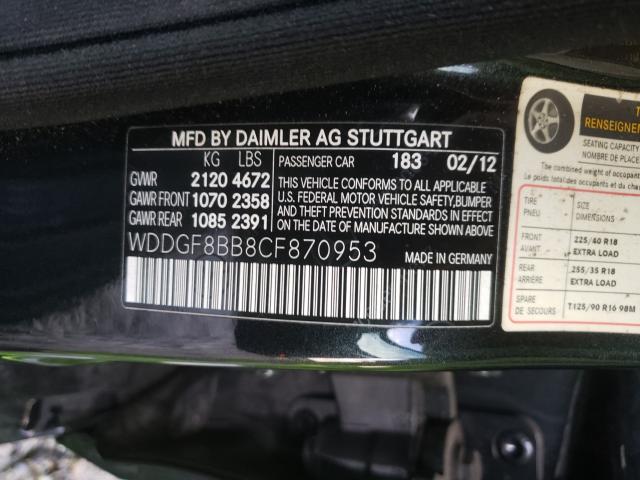 Photo 9 VIN: WDDGF8BB8CF870953 - MERCEDES-BENZ C 300 4MAT 