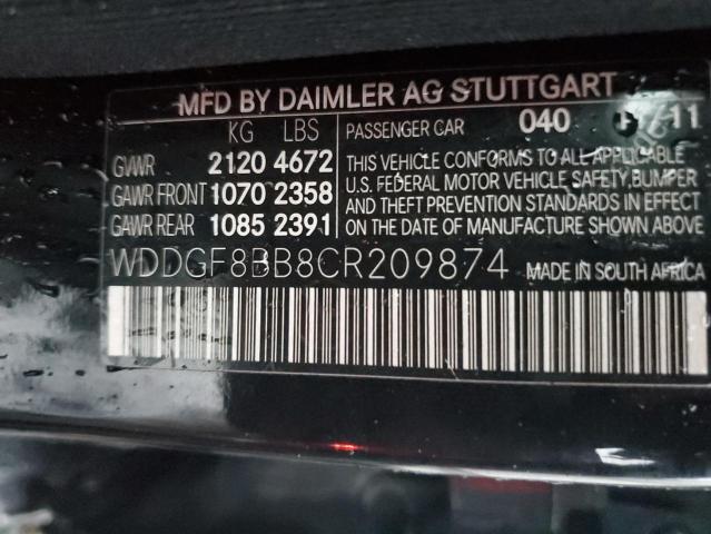 Photo 11 VIN: WDDGF8BB8CR209874 - MERCEDES-BENZ C-CLASS 