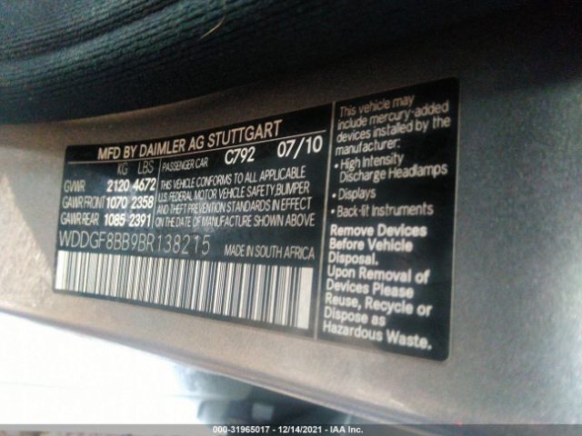 Photo 8 VIN: WDDGF8BB9BR138215 - MERCEDES-BENZ C 300 4MAT 