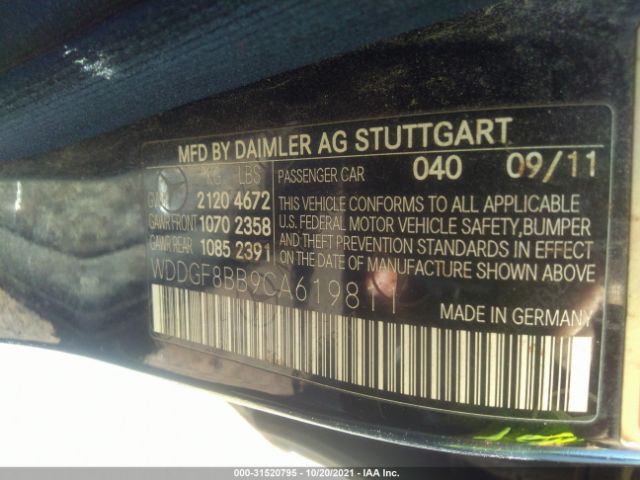 Photo 8 VIN: WDDGF8BB9CA619811 - MERCEDES-BENZ C-CLASS 