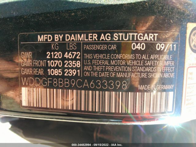 Photo 8 VIN: WDDGF8BB9CA633398 - MERCEDES-BENZ C-CLASS 