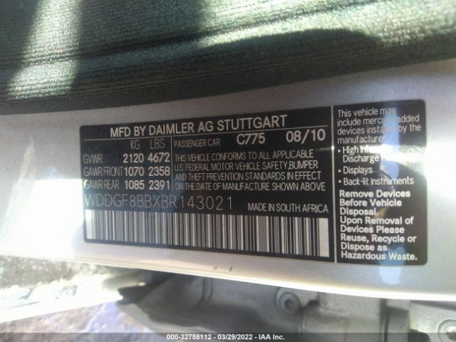 Photo 8 VIN: WDDGF8BBXBR143021 - MERCEDES-BENZ C-CLASS 