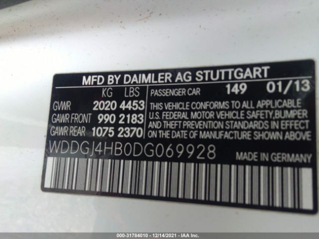 Photo 8 VIN: WDDGJ4HB0DG069928 - MERCEDES-BENZ C-CLASS 