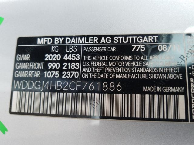 Photo 9 VIN: WDDGJ4HB2CF761886 - MERCEDES-BENZ C 250 