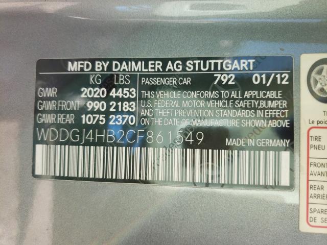 Photo 9 VIN: WDDGJ4HB2CF861549 - MERCEDES-BENZ C 250 