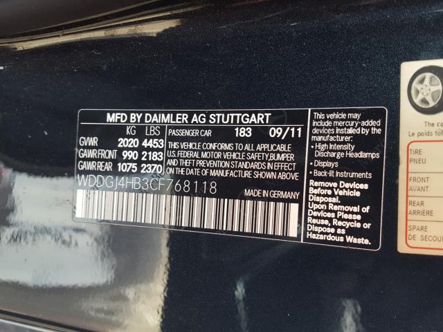 Photo 9 VIN: WDDGJ4HB3CF768118 - MERCEDES-BENZ C 250 