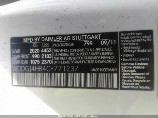 Photo 8 VIN: WDDGJ4HB4CF771237 - MERCEDES-BENZ C 250 