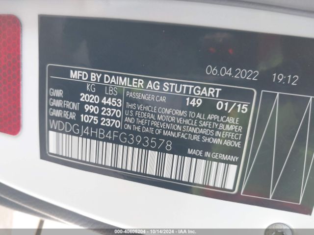 Photo 8 VIN: WDDGJ4HB4FG393578 - MERCEDES-BENZ C-CLASS 