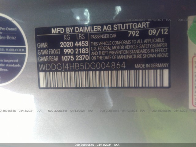 Photo 8 VIN: WDDGJ4HB5DG004864 - MERCEDES-BENZ C-CLASS 