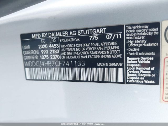 Photo 8 VIN: WDDGJ4HB7CF741133 - MERCEDES-BENZ C 250 