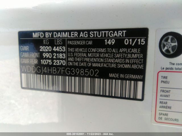 Photo 8 VIN: WDDGJ4HB7FG398502 - MERCEDES-BENZ C 250 