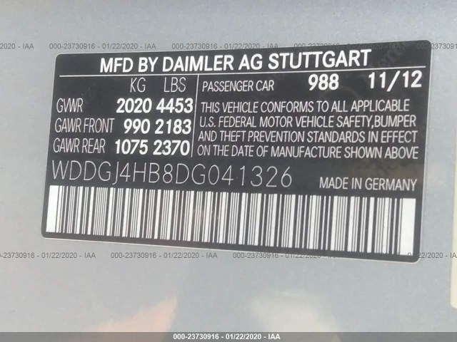 Photo 8 VIN: WDDGJ4HB8DG041326 - MERCEDES-BENZ C-CLASS 