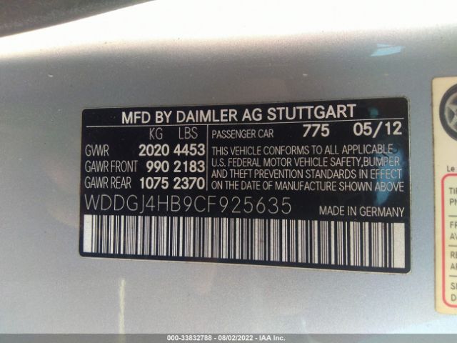 Photo 8 VIN: WDDGJ4HB9CF925635 - MERCEDES-BENZ C-CLASS 