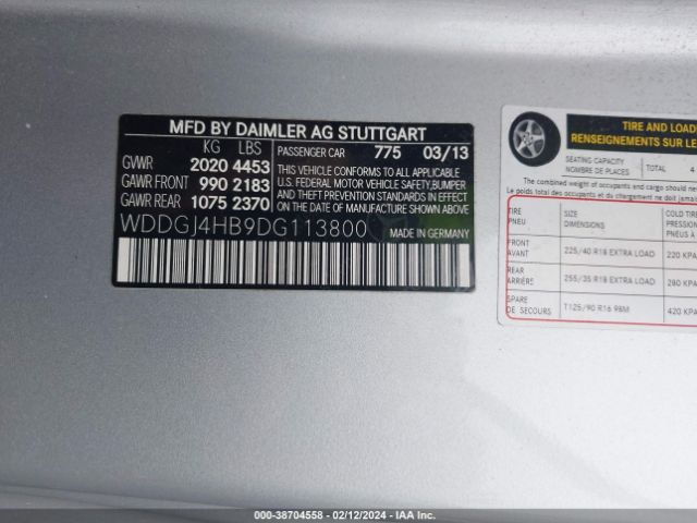 Photo 8 VIN: WDDGJ4HB9DG113800 - MERCEDES-BENZ C 250 