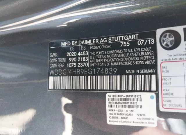 Photo 8 VIN: WDDGJ4HB9EG174839 - MERCEDES-BENZ C 250 