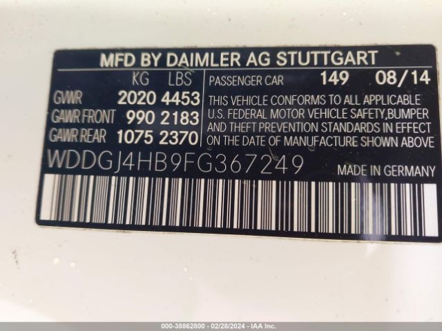 Photo 8 VIN: WDDGJ4HB9FG367249 - MERCEDES-BENZ C 250 