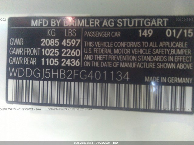 Photo 8 VIN: WDDGJ5HB2FG401134 - MERCEDES-BENZ C-CLASS 