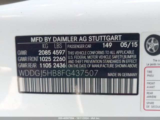 Photo 8 VIN: WDDGJ5HB8FG437507 - MERCEDES-BENZ C-CLASS 