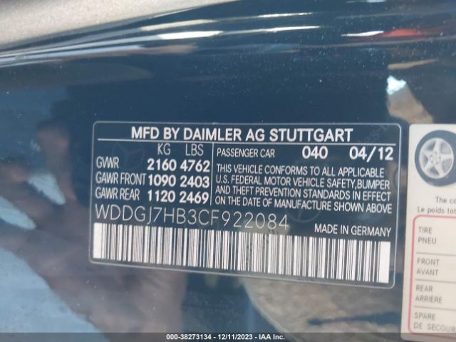 Photo 8 VIN: WDDGJ7HB3CF922084 - MERCEDES-BENZ C-CLASS 