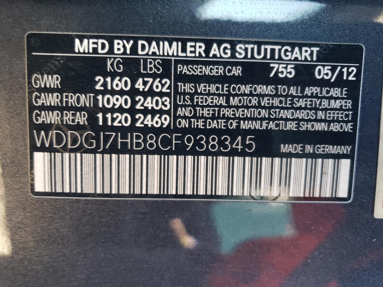 Photo 11 VIN: WDDGJ7HB8CF938345 - MERCEDES-BENZ C-KLASSE 