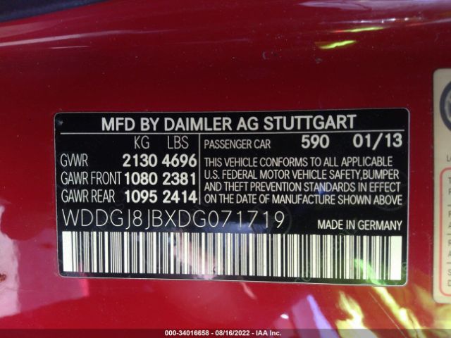 Photo 8 VIN: WDDGJ8JBXDG071719 - MERCEDES-BENZ C-CLASS 