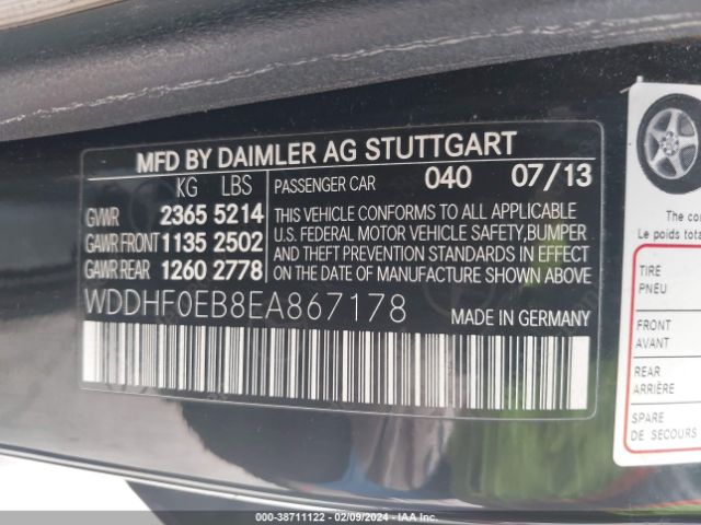 Photo 8 VIN: WDDHF0EB8EA867178 - MERCEDES-BENZ E 250 BLUETEC 