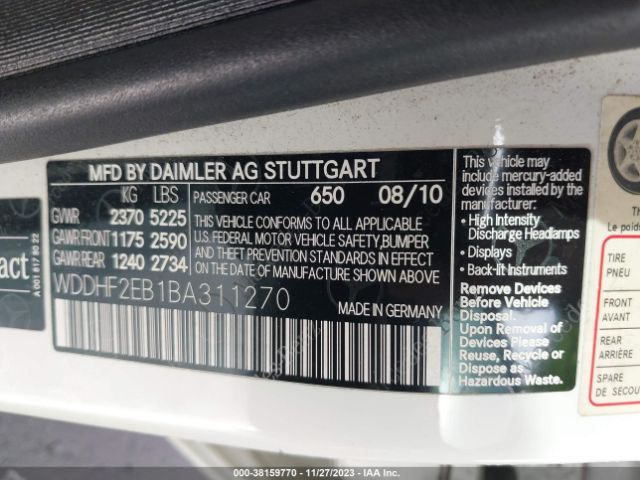 Photo 8 VIN: WDDHF2EB1BA311270 - MERCEDES-BENZ E 350 BLUETEC 