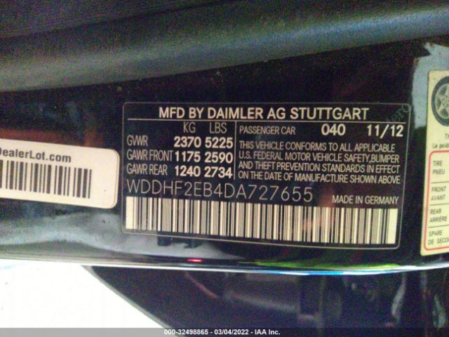 Photo 8 VIN: WDDHF2EB4DA727655 - MERCEDES-BENZ E-CLASS 