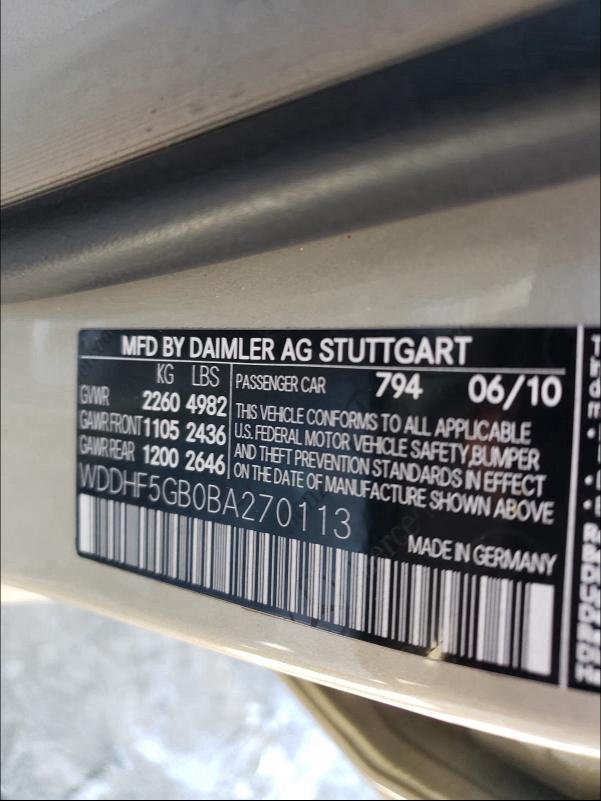 Photo 9 VIN: WDDHF5GB0BA270113 - MERCEDES-BENZ E 350 