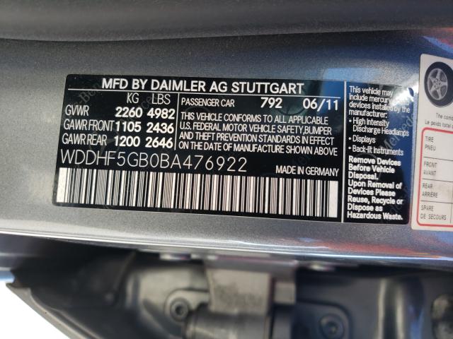 Photo 9 VIN: WDDHF5GB0BA476922 - MERCEDES-BENZ E 350 