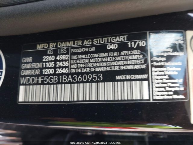 Photo 8 VIN: WDDHF5GB1BA360953 - MERCEDES-BENZ E 350 