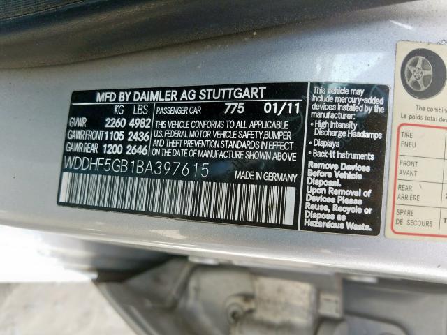 Photo 9 VIN: WDDHF5GB1BA397615 - MERCEDES-BENZ E 350 