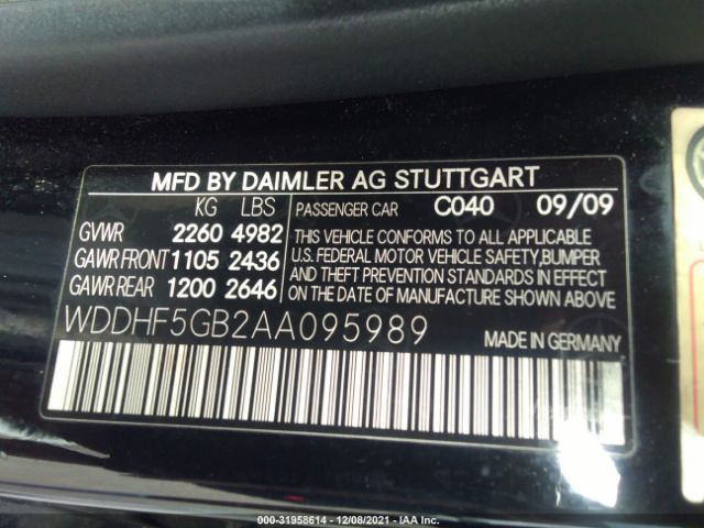 Photo 8 VIN: WDDHF5GB2AA095989 - MERCEDES-BENZ E-CLASS 