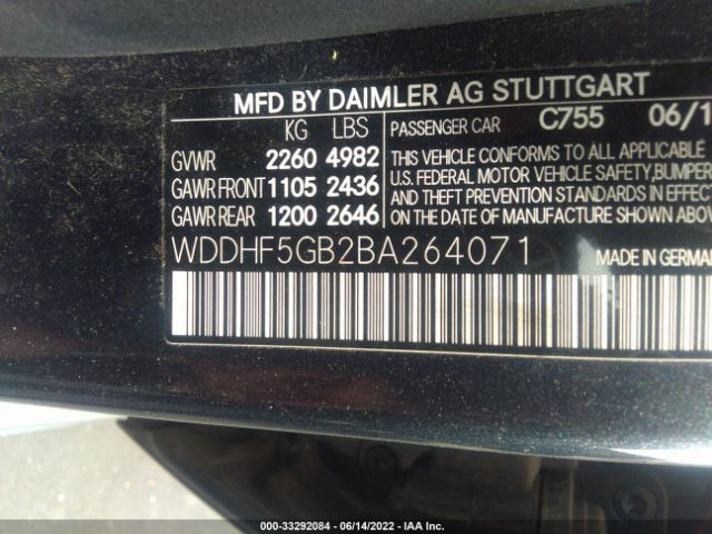 Photo 8 VIN: WDDHF5GB2BA264071 - MERCEDES-BENZ E-CLASS 