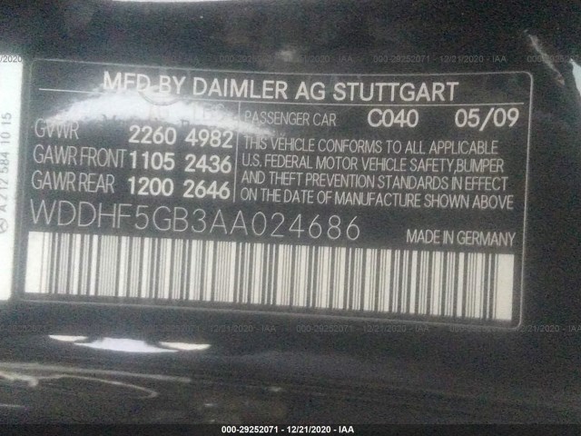 Photo 8 VIN: WDDHF5GB3AA024686 - MERCEDES-BENZ E-CLASS 