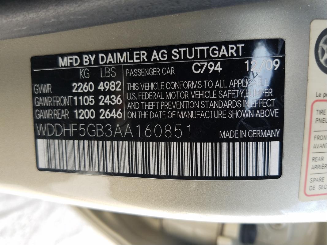 Photo 9 VIN: WDDHF5GB3AA160851 - MERCEDES-BENZ E 350 