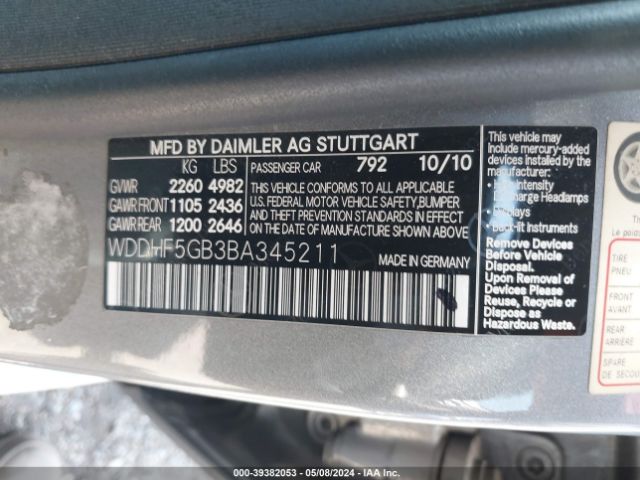 Photo 8 VIN: WDDHF5GB3BA345211 - MERCEDES-BENZ E 350 