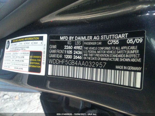 Photo 8 VIN: WDDHF5GB4AA032957 - MERCEDES-BENZ E-CLASS 