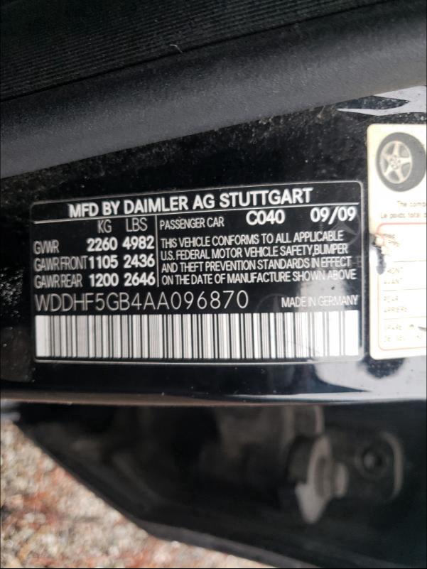 Photo 9 VIN: WDDHF5GB4AA096870 - MERCEDES-BENZ E 350 