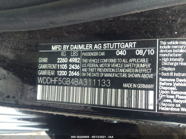 Photo 8 VIN: WDDHF5GB4BA311133 - MERCEDES-BENZ E-CLASS 