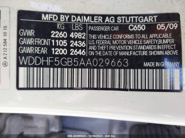 Photo 8 VIN: WDDHF5GB5AA029663 - MERCEDES-BENZ E 350 