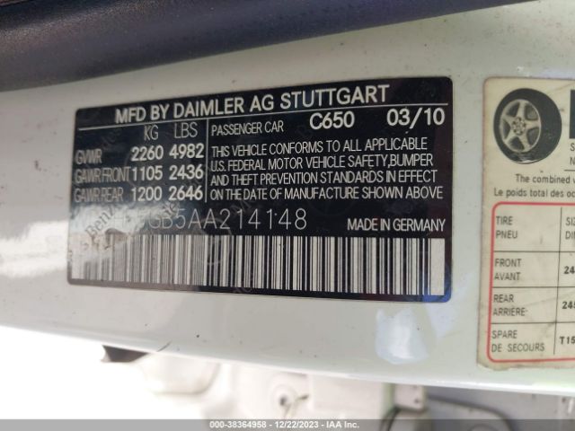 Photo 8 VIN: WDDHF5GB5AA214148 - MERCEDES-BENZ E 350 