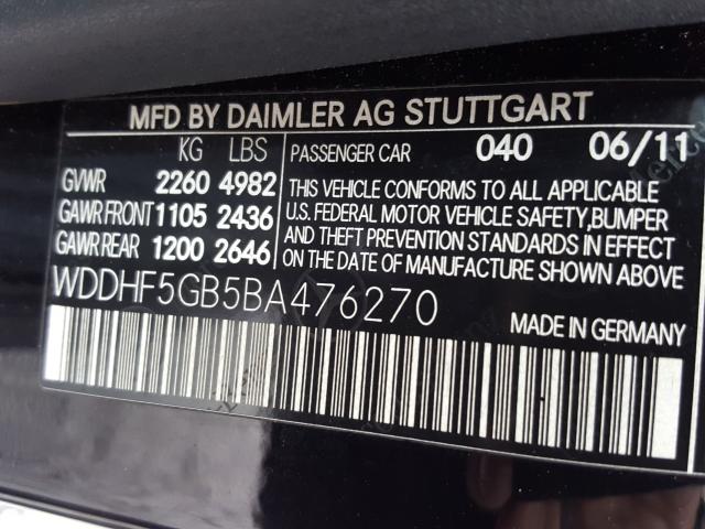 Photo 9 VIN: WDDHF5GB5BA476270 - MERCEDES-BENZ E 350 